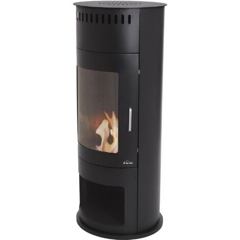 Estufa de etanol en acero con puerta de cristal templado Negro