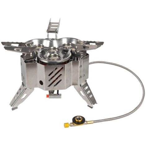 Estufa de gas para camping, 15800 W, 4 quemadores, plegable, portátil, con encendido piezoeléctrico para cocinar al aire libre, barbacoas, picnics, senderismo y trekking.