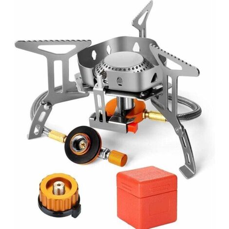 Estufa de gas para camping de 3500 W, quemador de camping, cocina plegable ultraligera para exteriores, resistente al viento y con encendido piezoeléctrico para camping, senderismo y picnics.