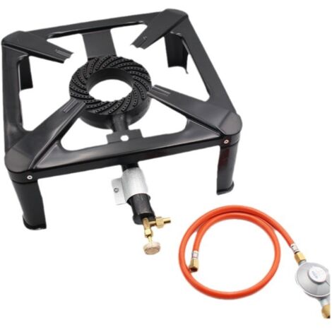 Estufa de gas para exterior, 560 x 410 x 165 mm, con manguera y presostato 28 mbar IT, cocina de acero 450 g/h 7 KW, camping ocio excursión senderismo, uso propano/butano
