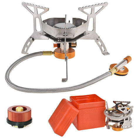 Estufa De Gas Portátil Estufa De Encendido Piezoeléctrico Horno De Gas Dividido Estufa De Camping Al Aire Libre,Silver-AT6317