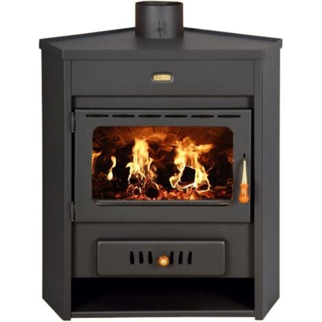Estufa de le?a con caldera integrada, modelo de esquina, estufa de