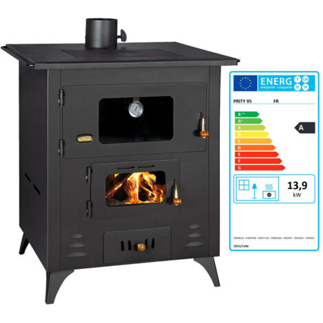 Estufa de le?a con horno, estufa de combustible s?lido, potencia de calentamiento de 14 kw, modelo retro "Prity 1P50R"