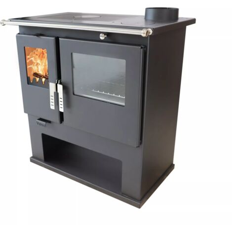 Estufa de leña con horno de inox y placa superior metálica Verso CS - 7.7 kW, Versátil y Eficiente