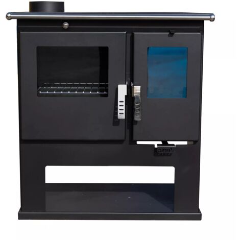 Estufa de leña con horno, placa superior metálica y salida de humos a la izquierda Verso CS - 7.7 kW, Versátil y Eficiente