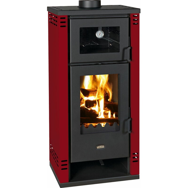 

Estufa De Leña Con Horno y Lados en color rojo 8.1kW Modelo Prity K2 GT F