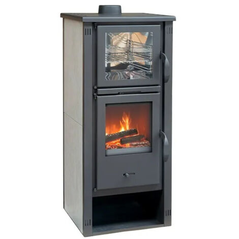 Estufa de Leña de Acero con Horno FORNO M de 5,4 kW y Salida Superior de 120 mm