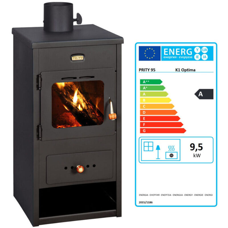 

Estufa de leña, 8 kw de potencia de calentamiento, estufa de combustible sólido, modelo 'PRITY OPTIMA'