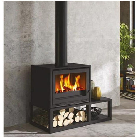 Estufa de leña de hierro fundido negro de 10kw - 411109NOIR - godin -