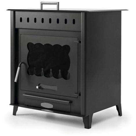 Estufa de leña grande Timanfaya 14.3 Kw | Chimenea rustica de leña | Estufa de leña clásica para salón salida de humos trasera -Disponible en varias versiones