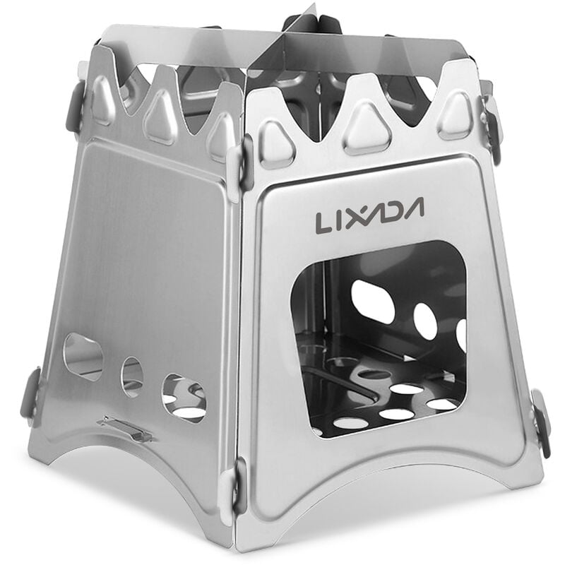 

Estufa de lena plegable compacta para acampar al aire libre,Acero inoxidable, L - Lixada