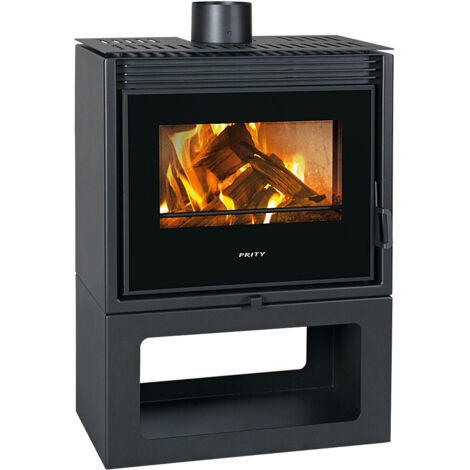 Estufa de leña Prity PM-TV con gran ventanal Calefacción de leña de 13 kW
