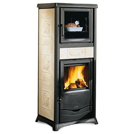 Estufa de leña Rossella Plus Forno EVO Liberty Bordeaux – 9,1 kW – La Nordica – Elegancia y funcionalidad para espacios amplios