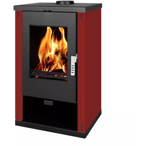 Estufa de Leña Verso Theia 9 kW con Paneles Laterales Bordo, Eficiente y Elegant