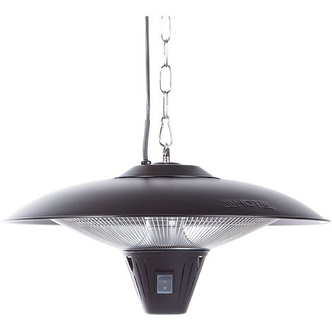 Estufa de patio de metal negro ø 51 cm montada en el techo 1800W Kaba - Negro