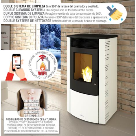 ESTUFA DE PELLET BRONPI MODELO ABRIL EXTRA 10 KW MARFIL