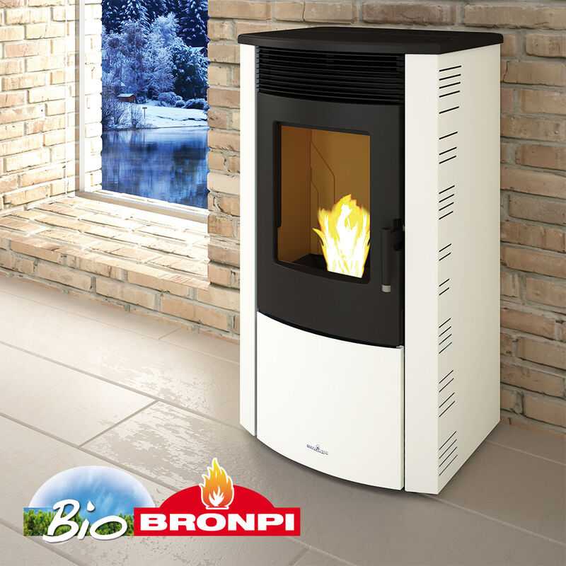 

estufa de pellet bronpi modelo abril extra 11 kw marfil