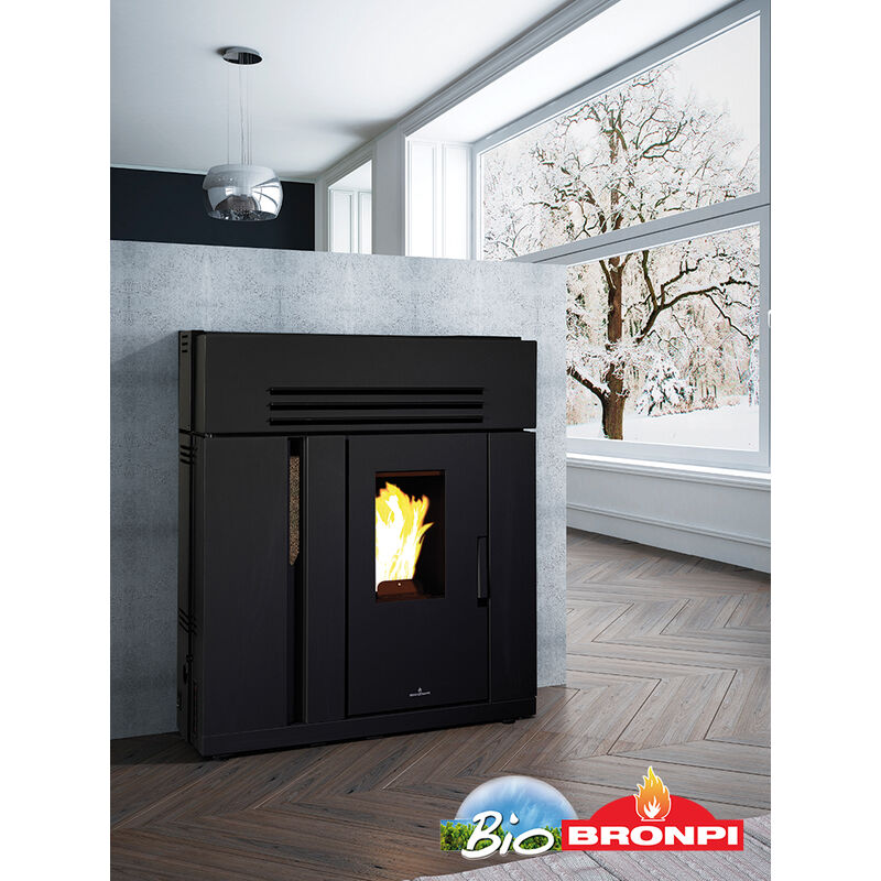 

estufa de pellet bronpi modelo alicia 9 kw de pasillo color negro