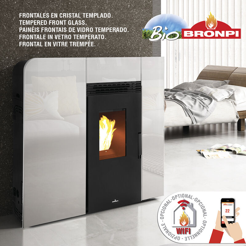 

estufa de pellet modelo cleo extraplana 12 kw canalizable blanco - Bronpi