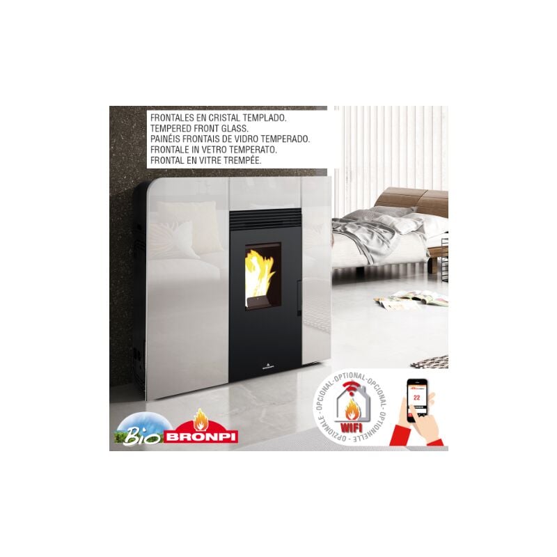 

ESTUFA DE PELLET MODELO CLEO EXTRAPLANA 12 KW CRISTAL BLANCO - Bronpi