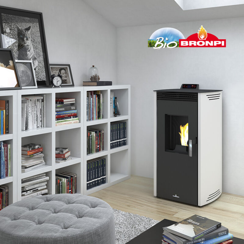 

estufa de pellet bronpi modelo noa 12 kw color marfil