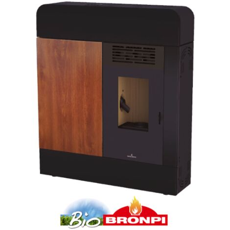 ESTUFA DE PELLET EXTRAPLANA BRONPI MODELO DORA 12 KW NEGRO BRILLO