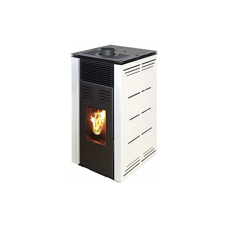 Joima - Poêle à pellets sans électricité modèle natur style 8 kW. Il fonctionne sans connexion au réseau électrique. Couleur blanche