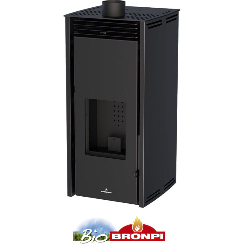 

estufa de pellet sin electricidad bronpi modelo free 6 kw negro
