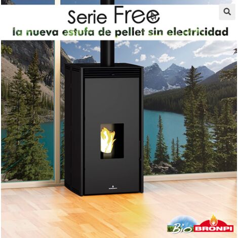 ESTUFA DE PELLET SIN ELECTRICIDAD BRONPI MODELO FREE 6 KW