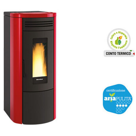 Estufa de pellets Costanza Idro Bordeaux – 17 kW – La Nordica – Calefacción para espacios hasta 487 m³