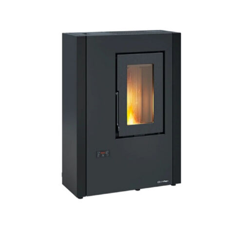 Estufa de pellets Luisella Maxy 5.0 Acabado negro 64×29 h89 cm 2,5‑7,0 kW Depósito de 10 kg – Extraflame