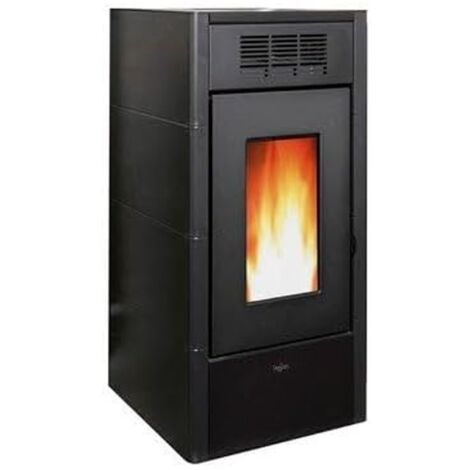 Estufa de pellets Pegaso Saba 15 KW. Eficiencia y diseño superior con una superficie calefactable, Color Negro