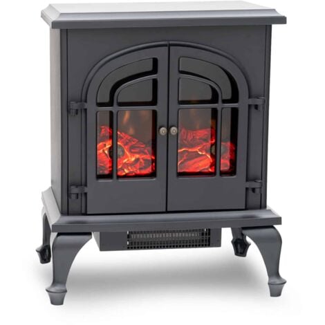 KOVYX Estufa eléctrica 2000W Kekai Vulcano 47x31x64 cm con Simulación de Fuego Negra para Interior