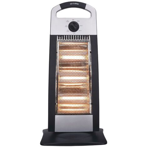 Estufa eléctrica serie Candente 1200W  Color negro y plata  3 potencias, función oscilante, sistema antivuelco