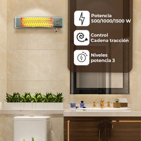 Estufa Eléctrico Halógeno 1500W Colocación Montaje en pared SVAN