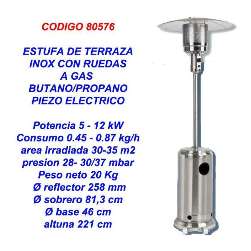 

estufa gas butano-propano exterior terraza patio inox ruedas 197 - Mibricotienda