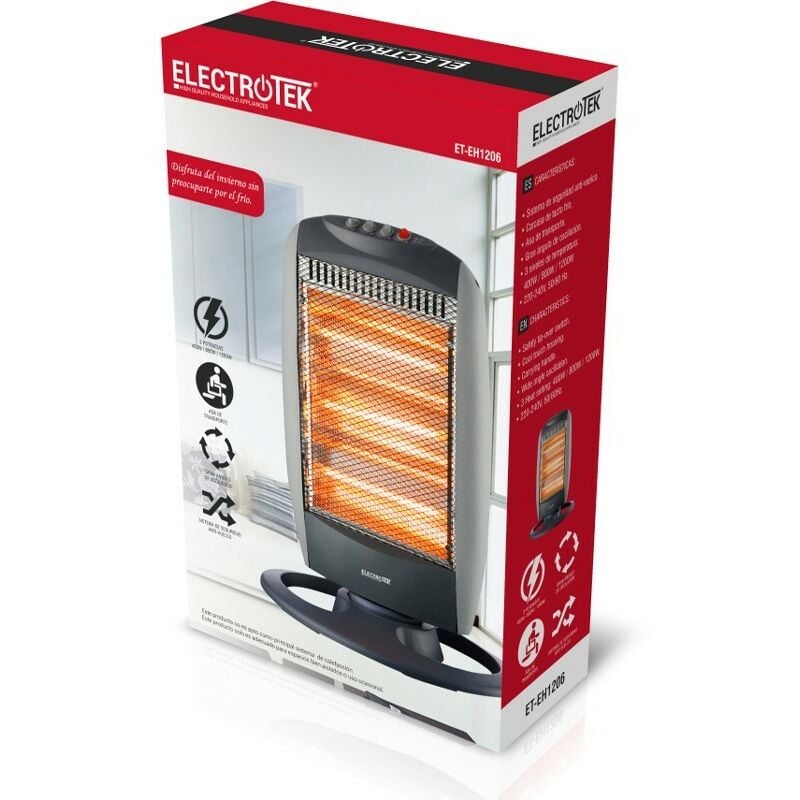 

Estufa Halogena 3 ajustes de temperatura y oscilacion.