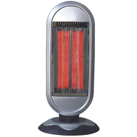 Estufa halógena de carbono Fulgor 900W negro y plata  2 potencias, función oscilante, 2 elemntos, termostato regulable