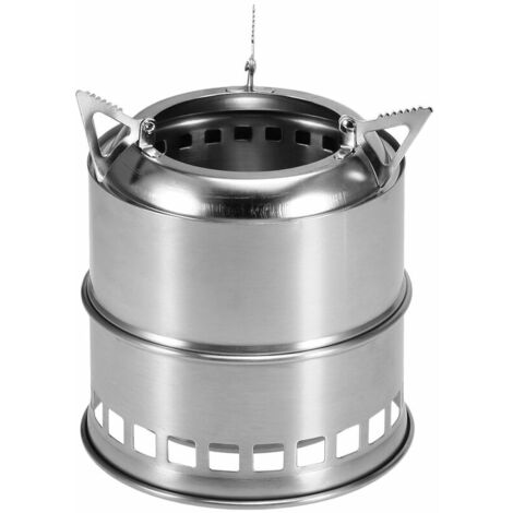 Estufa para acampar Quema de lea Estufa de alcohol solidificado portátil de acero inoxidable liviana Cocina al aire libre Picnic Barbacoa Camping, - FVO