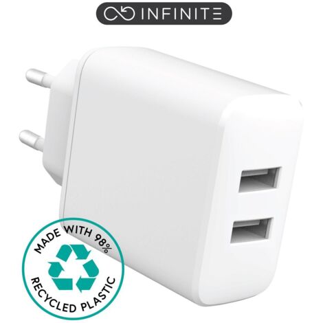 eSTUFF INFINITE USB-A Ladegerät EU 24W 2xUSB-A Weiß rPC 98%, ES637005