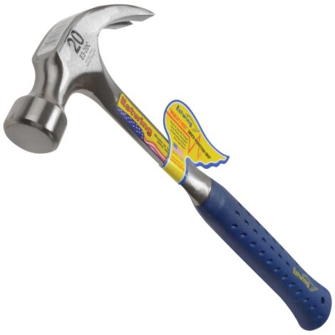 Estwing 20oz Curved Claw Carpenter's Steel Hammer with Vinyl Shock-Absorbing Grip, 560g (E3/20C)