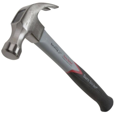 Estwing EMRF16C 16oz Surestrike Curved Claw Hammer with Fibreglass Shaft and Cushion Grip – 450g (16oz), Length 340mm