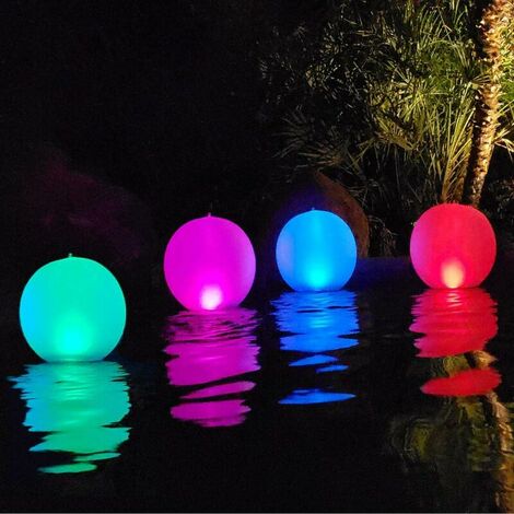 Esuper Boule Lumineuse Piscine Solaire 40 cm, Lampe Flottante Sphère,Boule Lumineuse Exterieure de Piscine Flottante Solaire,pour Jardin (4PCS) [Classe énergétique A+]