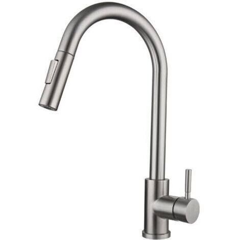et Cuisine, Mitigeur Cuisine Douchette, Pivotant à 360° d'Évier à Arc Élevé Pulvérisateur Escamotable 2 Modes, Acier Inoxydable