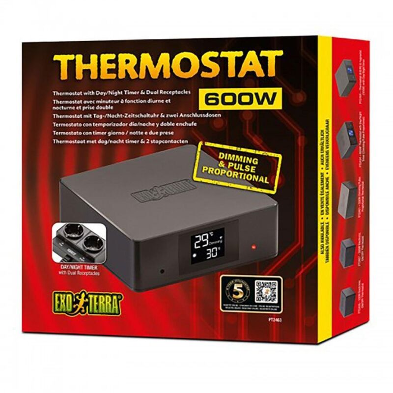 Exo Terra Thermostat 600W Noir pour Terrarium