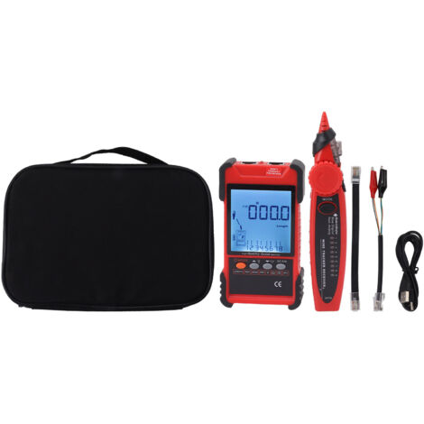 ET616 Testeur de câble réseau multimètre détecteur de ligne multifonctionnel avec écran LCD pour le tri entretien test de fil téléphonique rouge