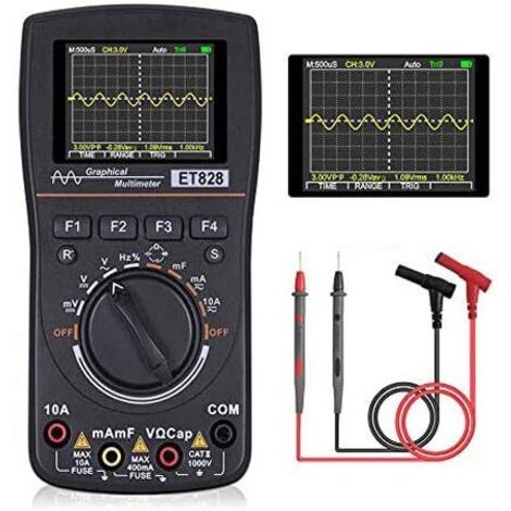 ET828 Multimètre à Oscilloscope Numérique Intelligent 2 en 1,avec Bande Passante de 1 MHz Taux D'échantillonnage