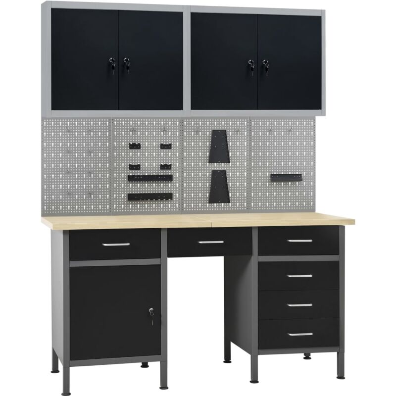 Prolenta Premium - Furniture Limited - Établi avec 4 panneaux muraux et 2 armoires