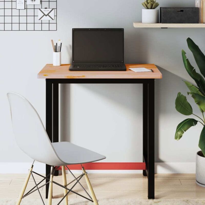 Vidaxl - tabli 80x55x81,5 cm bois massif de hêtre et métal