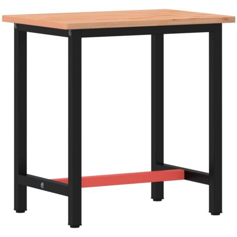 Établi 80x55x81,5 cm bois massif de hêtre et métal CFW95606
